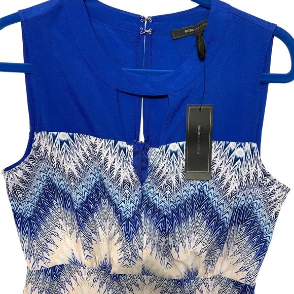 BCBGMAXAZRIA Multi Zigzag Ombre Sleeveless Knee Length Dress NWT Womens 6 Chic - Picture 4 of 8